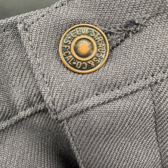 Vintage Levis Mens Polyester Pants Gray Retro Western 1960s Hemmed 36 x 32 READ - Picture 9 of 10